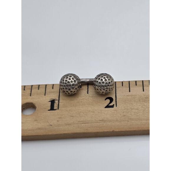 VINTAGE HERMES STERLING SILVER 925 SINGLE GOLF BALL CUFFLINKS - Picture 11 of 13
